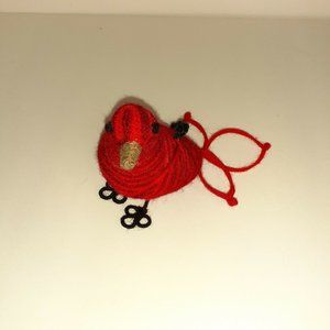 Pier 1 Red Bird Yarn Christmas Ornament Holiday Decor